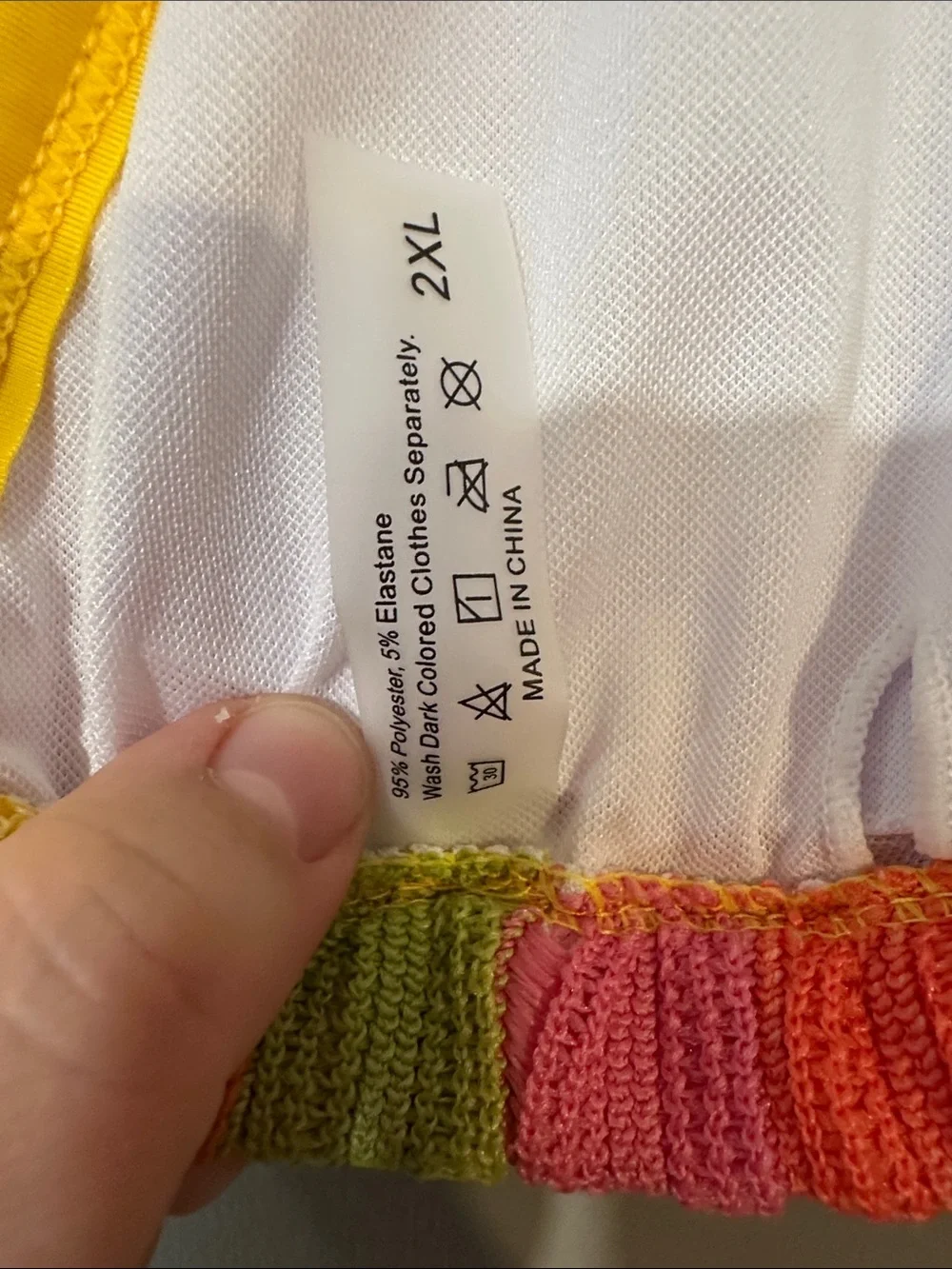 Rainbow Textured Two Piece Bikini Set Size 2XL Yellow Tie Side Swimwear Summer - Picture 9 of 9